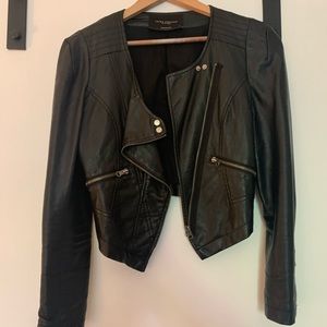 Faux leather moto jacket